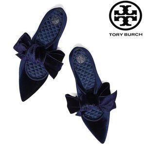 New Tory Burch Clara velvet bow tie flats in 8